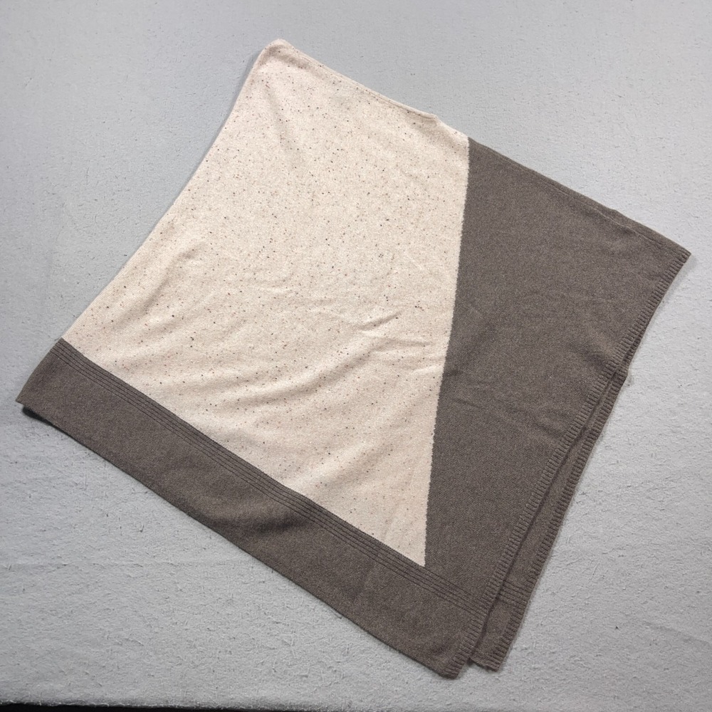 Charter Club Poncho Women One Size Luxury Colorblock Beige Brown Quiet Luxury